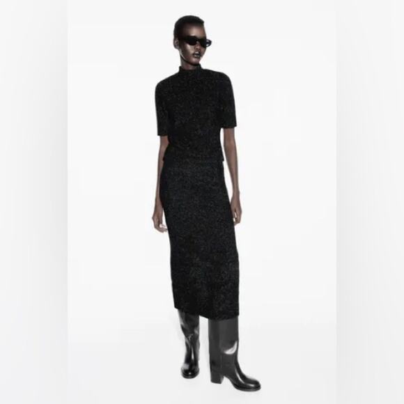 Zara JACQUARD BOUCLE MIDI SKIRT WITH SHINY THREAD - Picture 3 of 11